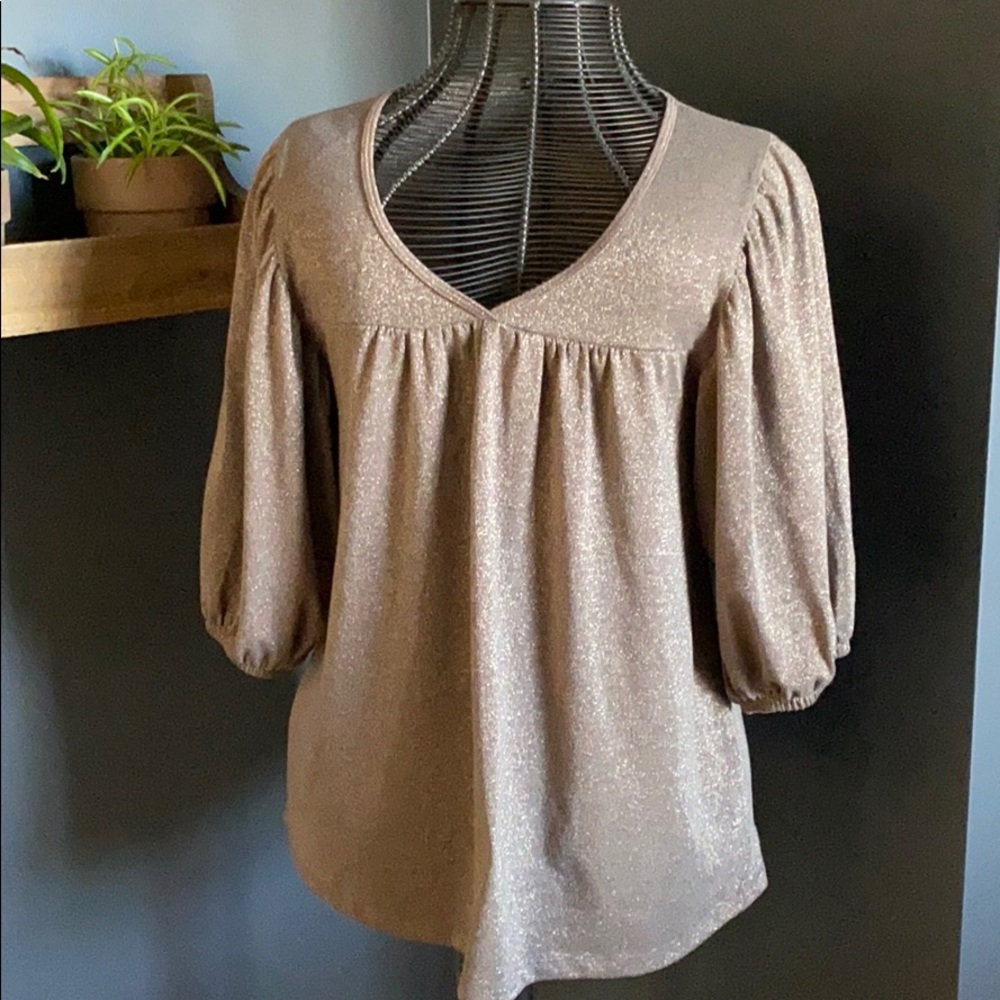 Cha Cha Vente Gold Balloon Sleeve Blouse